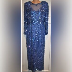 Joan Leslie Evenings Vintage 80s Silk Heavily Sequined Dress size 6 Excellent